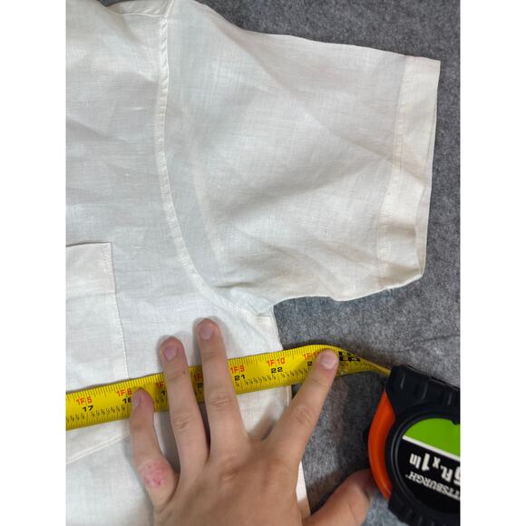 Vintage Lee Two By Two Button Up Shirt Mens XL White Short Sleeve Ramie Classic - Picture 8 of 8